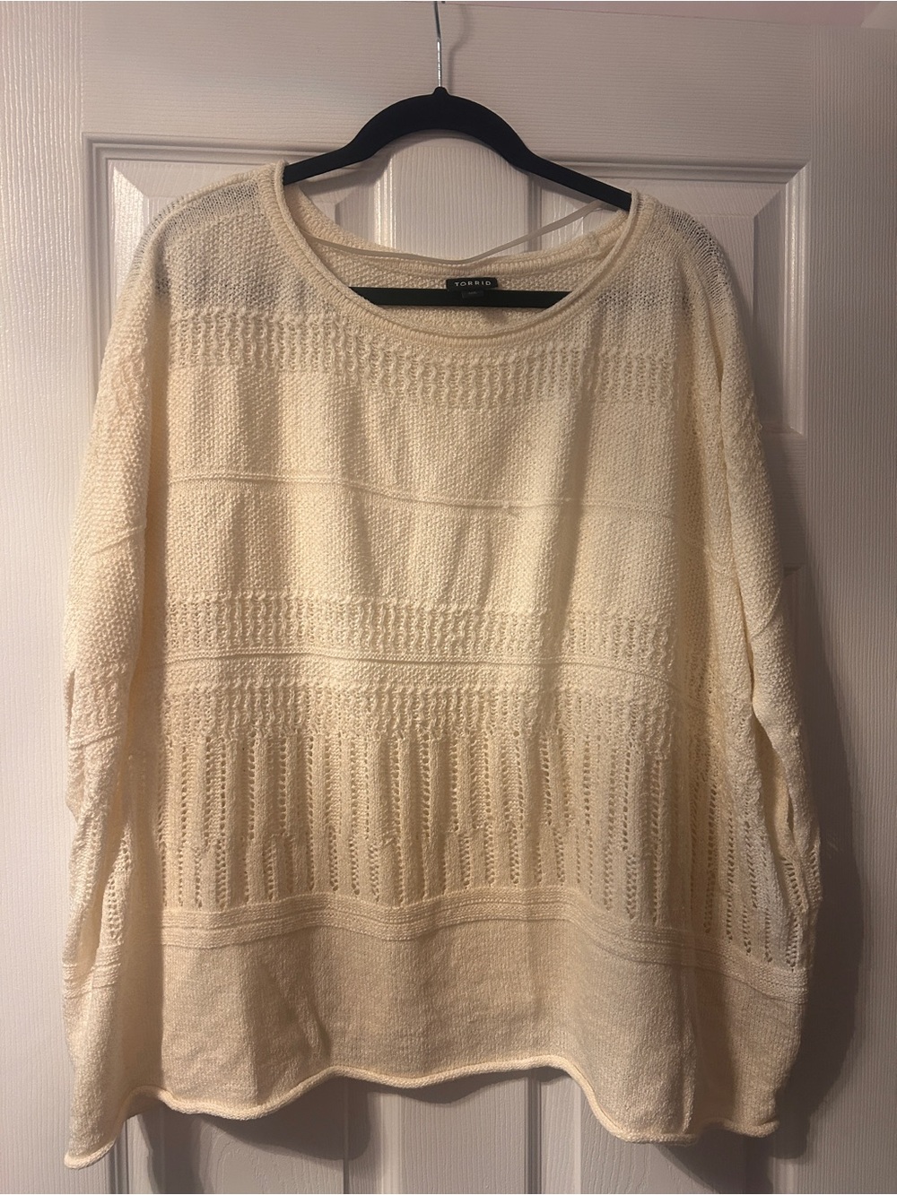 torrid Cream oversized Textured Crewneck Sweater